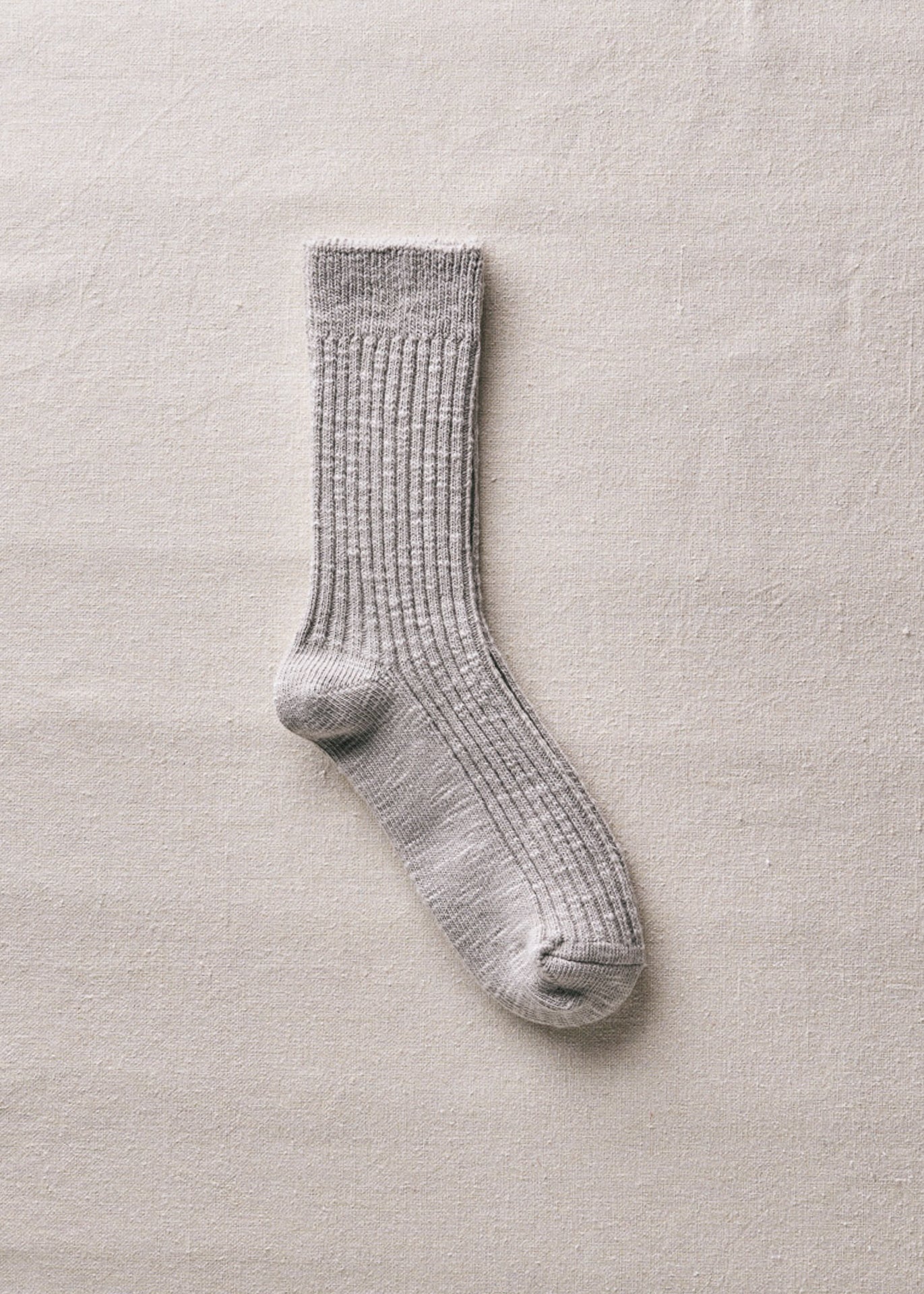 はくとん No.1273、1276、1279、1281、1283、1287 Organic Cotton Slab Ribbed Socks | 4-4016 | Light Grey – yahae